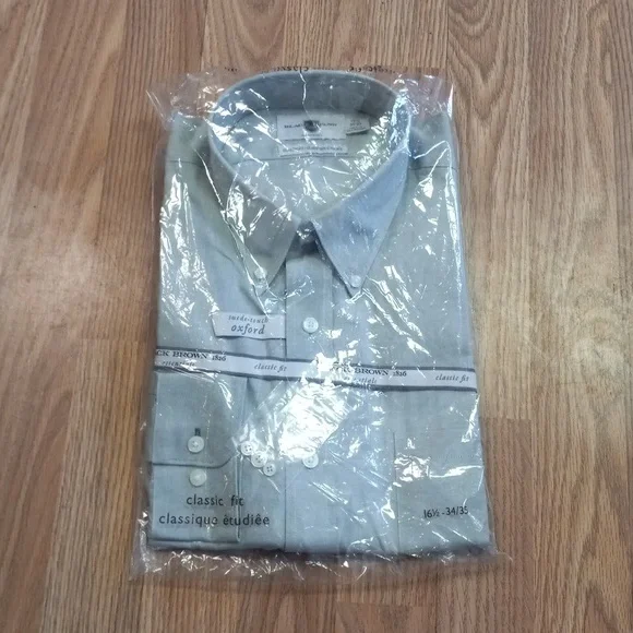 black brown 1826 dress shirts Black Brown 1826 Mens Classic Fit 2-PLY Non-Iron Dress Causal Shirt Size 16.5